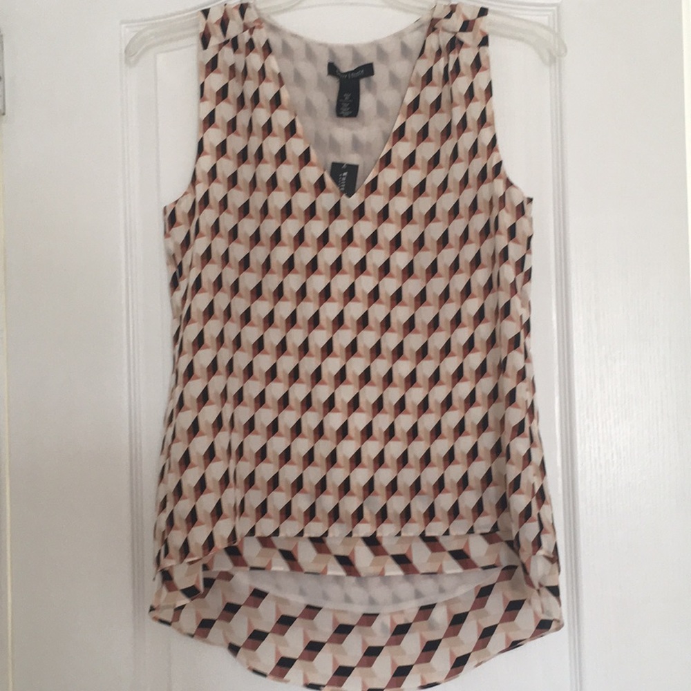 WHBM silk blouse XS blush, black, white - Picture 1 of 6